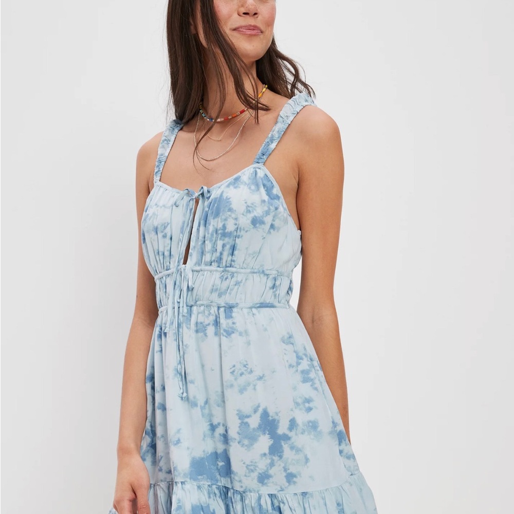 American Eagle Silky Tie-Front Mini Dress